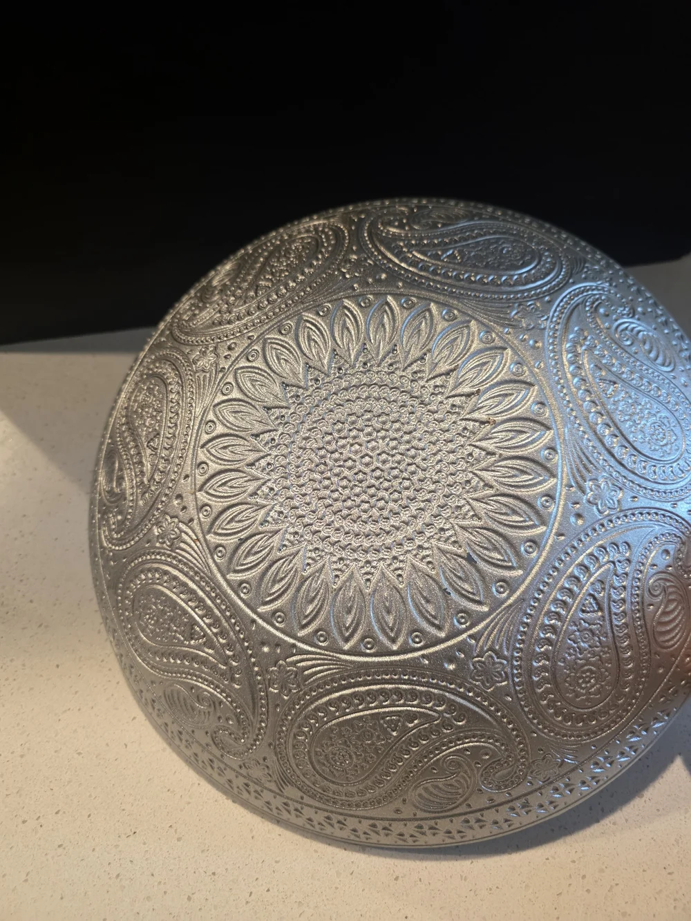 Decorative Paisley Ceramic Serving Bowl in Teal and Brown